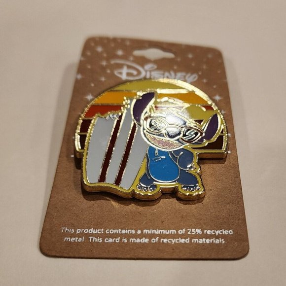 Disney Lilo and Stitch Surf Board Beach Sun Set Enamel Pin NEW - Picture 5 of 9